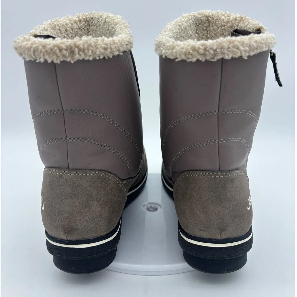 JBU BY JAMBU Winter Snow Boot Shoe Womens Water Resistant Faux Fur Gray Taupe 10